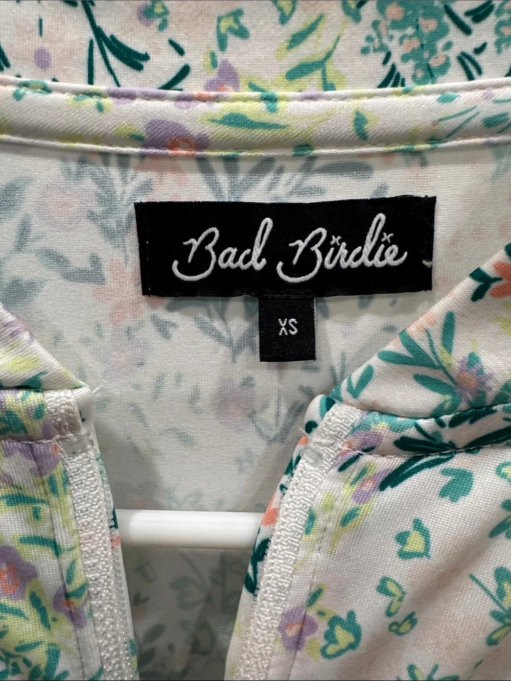 Bad Birdie White Floral Half-Zip Pullover with Pastel Accents - Picture 3 of 3